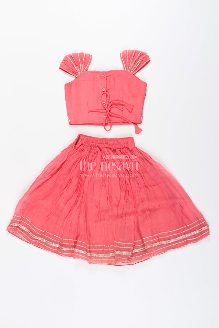 Girls lehenga choli set with embroidered blouse for festive functions