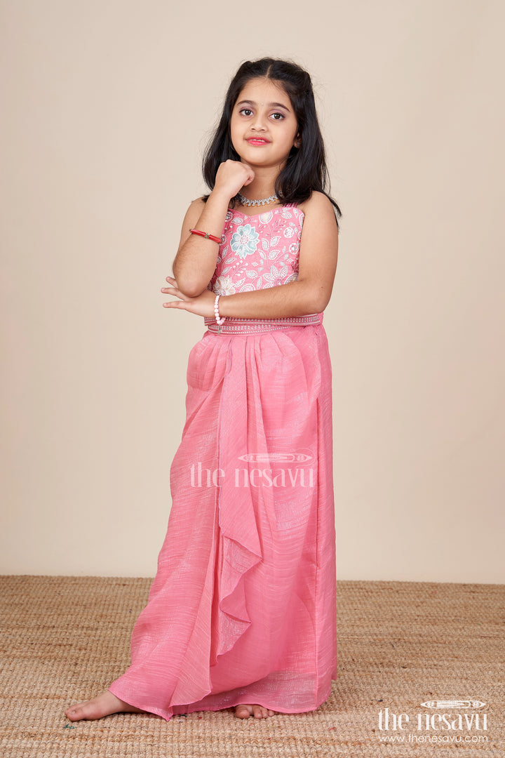 Girls Lehenga Choli Set with Embroidered Jacket for Wedding Functions