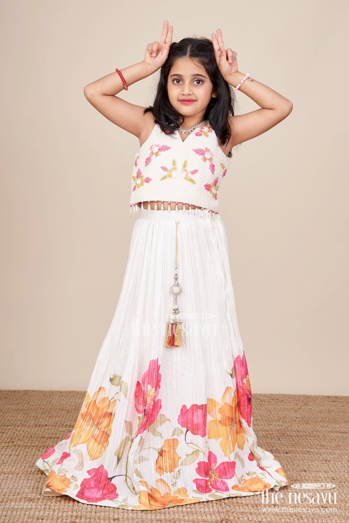Girls Floral Lehenga Choli Set for Birthdays and Festive Functions