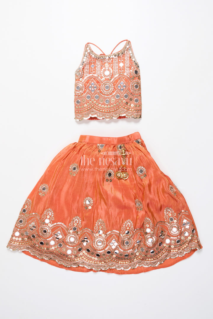 Baby Girl Mirror Work Lehenga Choli for Wedding and Festive Wear