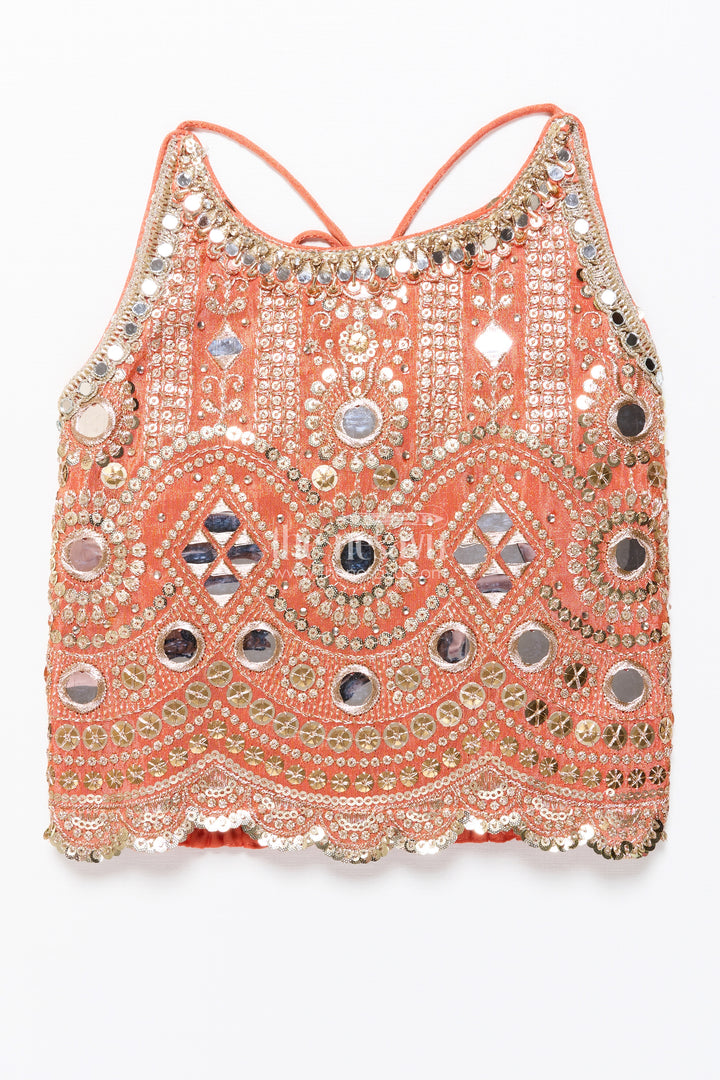 Baby Girl Mirror Work Lehenga Choli for Wedding and Festive Wear