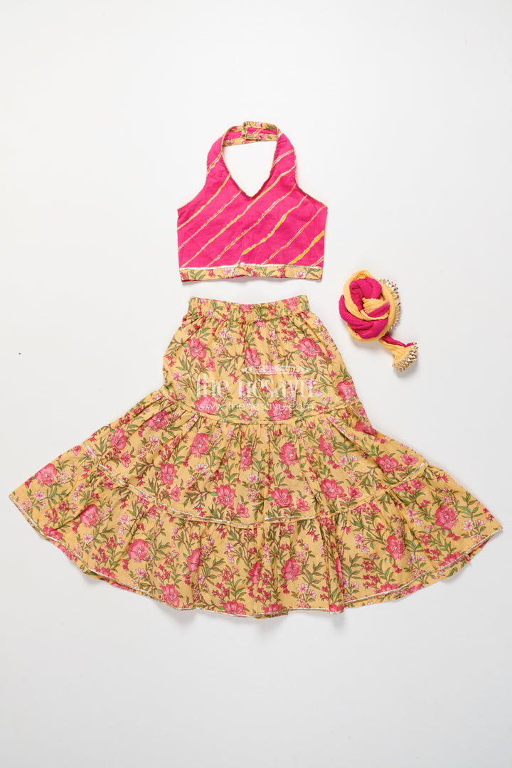 Toddler Girl Cotton Lehenga Set for Ethnic School Events and Festive Playdates
