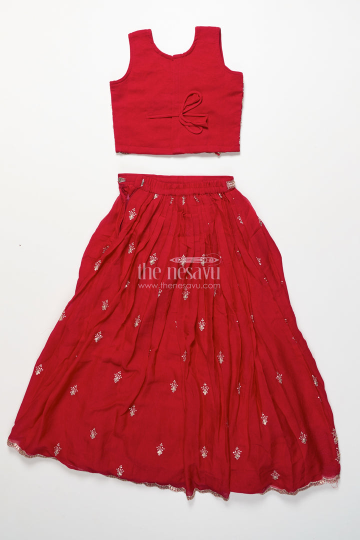 Girls Red Georgette Lehenga Choli for Weddings and Festive Occasions