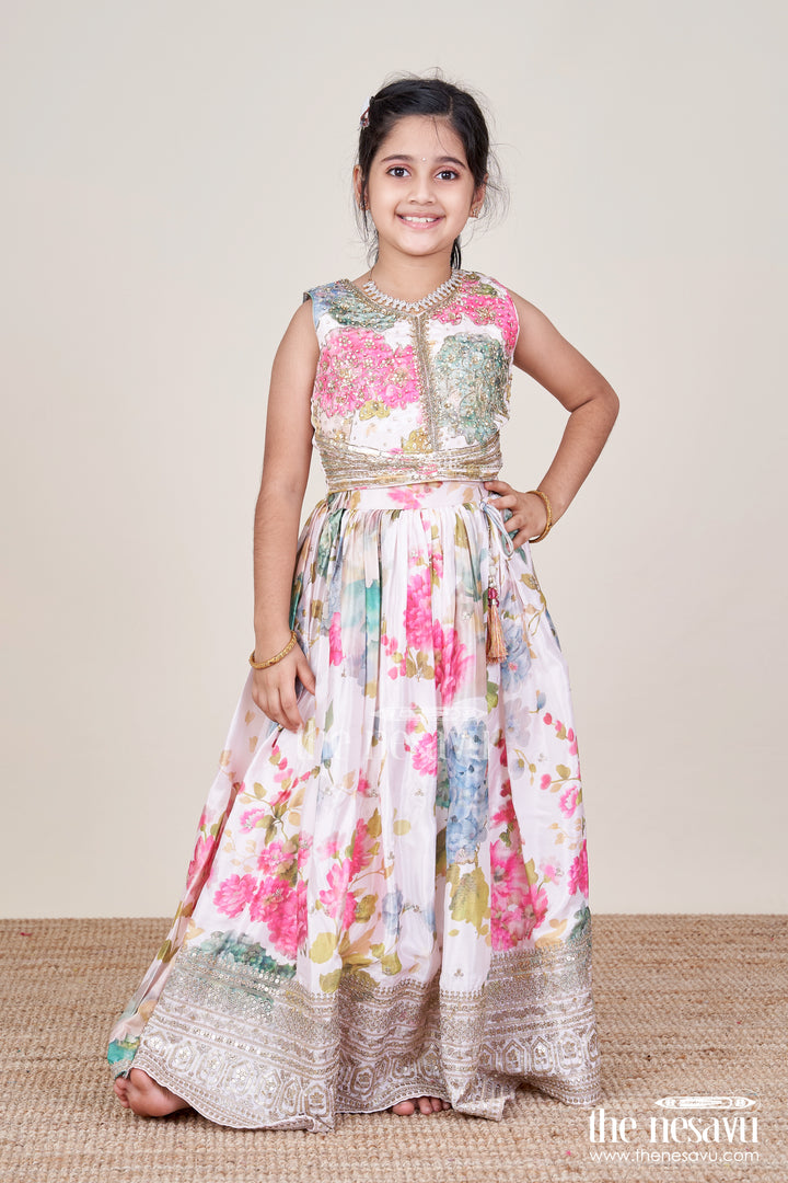 Girls Ethnic Lehenga with Embroidered Blouse for Weddings and Festive Occasions