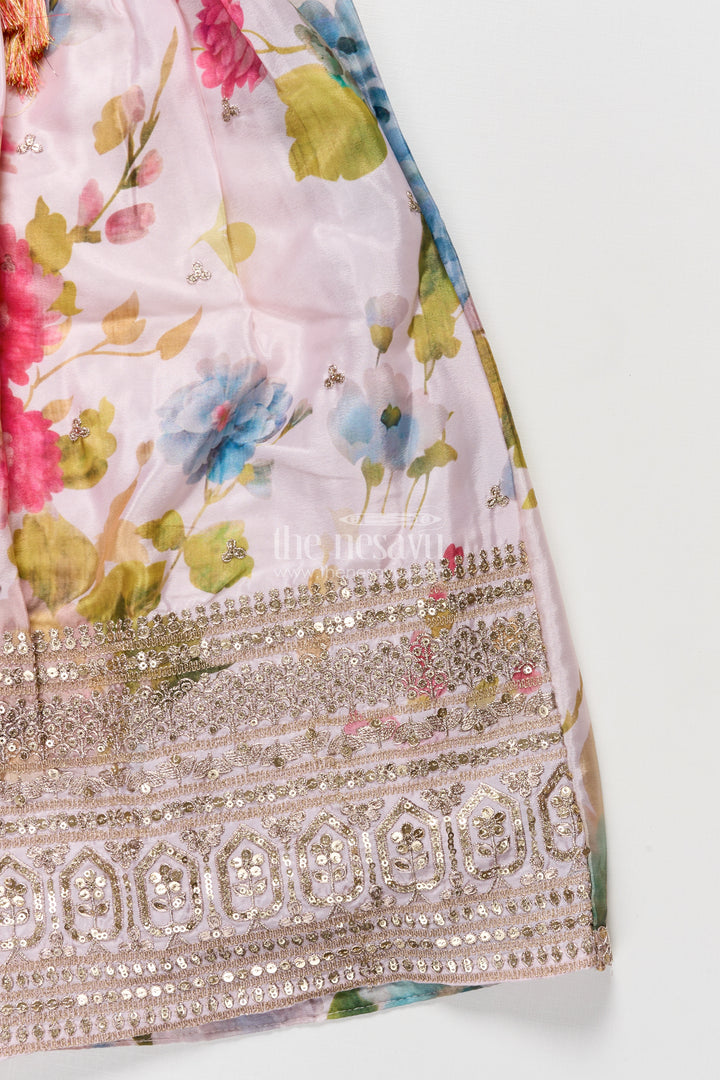 Girls ethnic lehenga with embroidered blouse for weddings and festive occasions