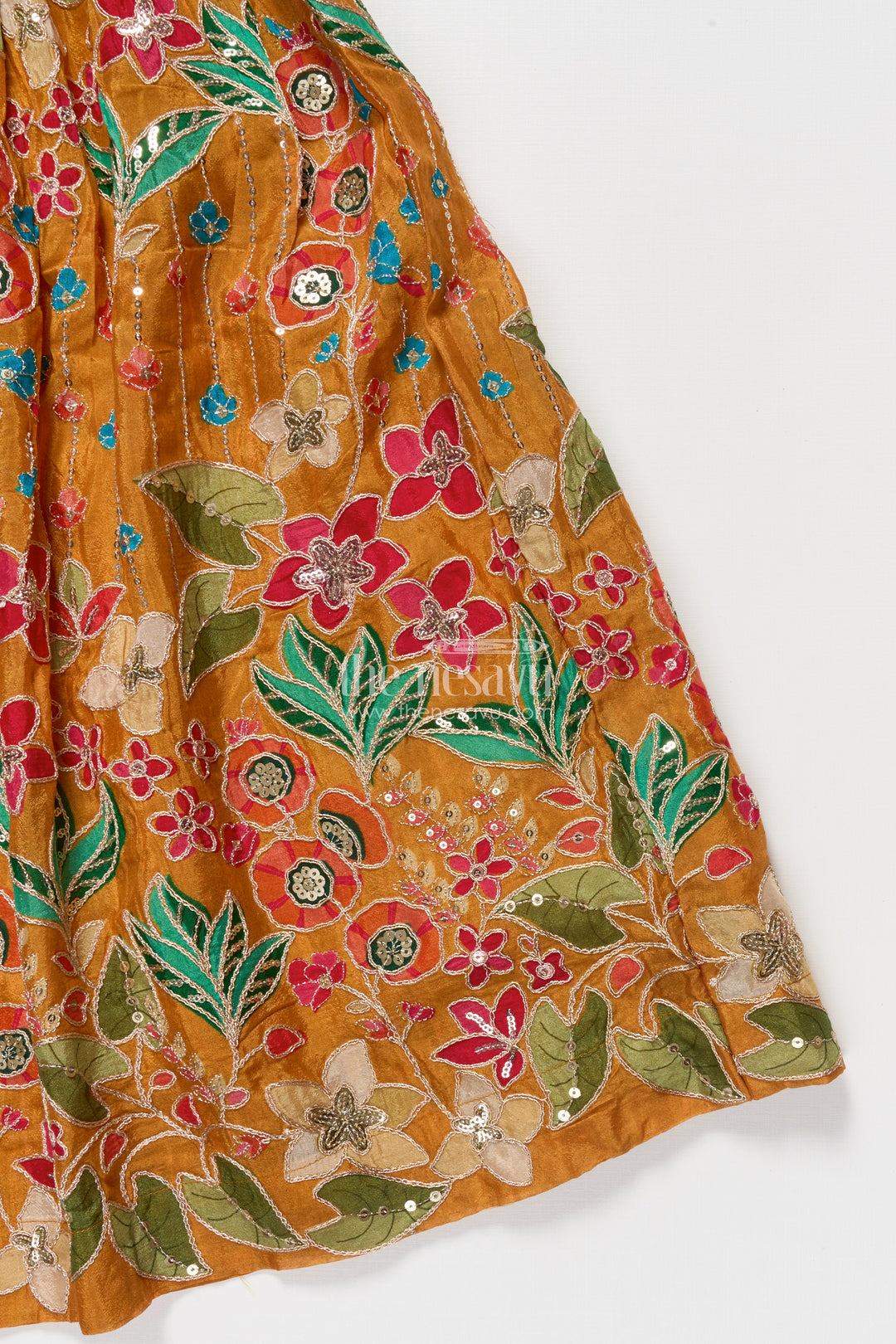Girls lehenga set with embroidered blouse and digital print skirt