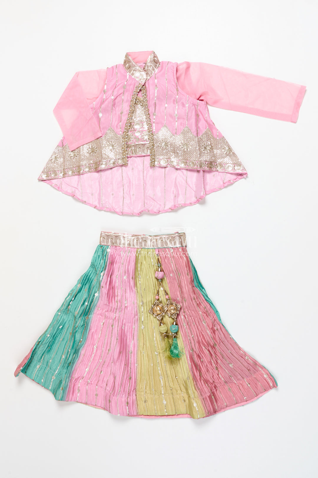 Ethnic lehenga set for girls with jacket top and festive flair