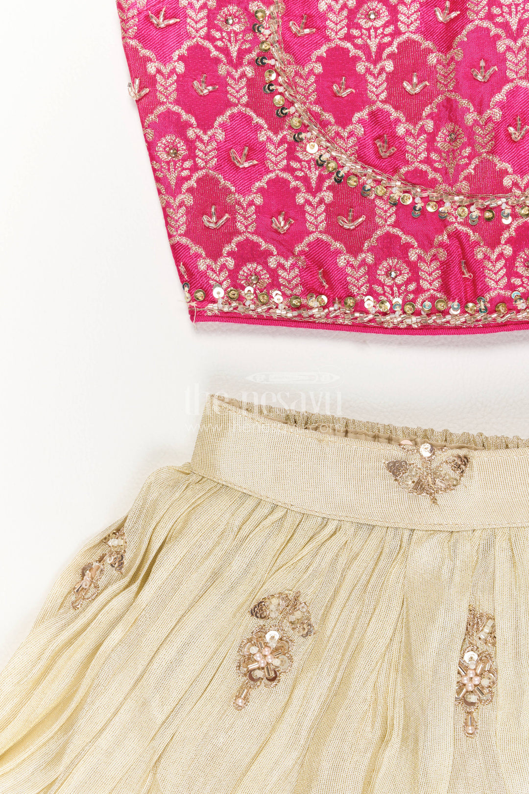 Girls Lehenga Choli in Pink with Thread Embroidery