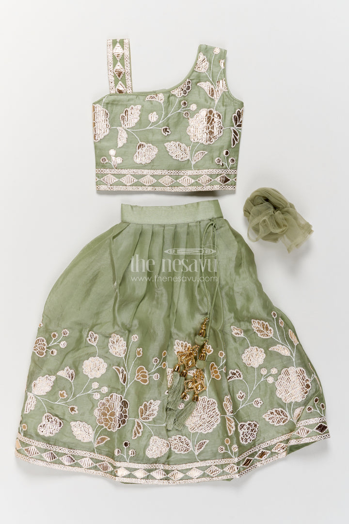 Kids Chaniya Choli in Green for Celebrations and Photos