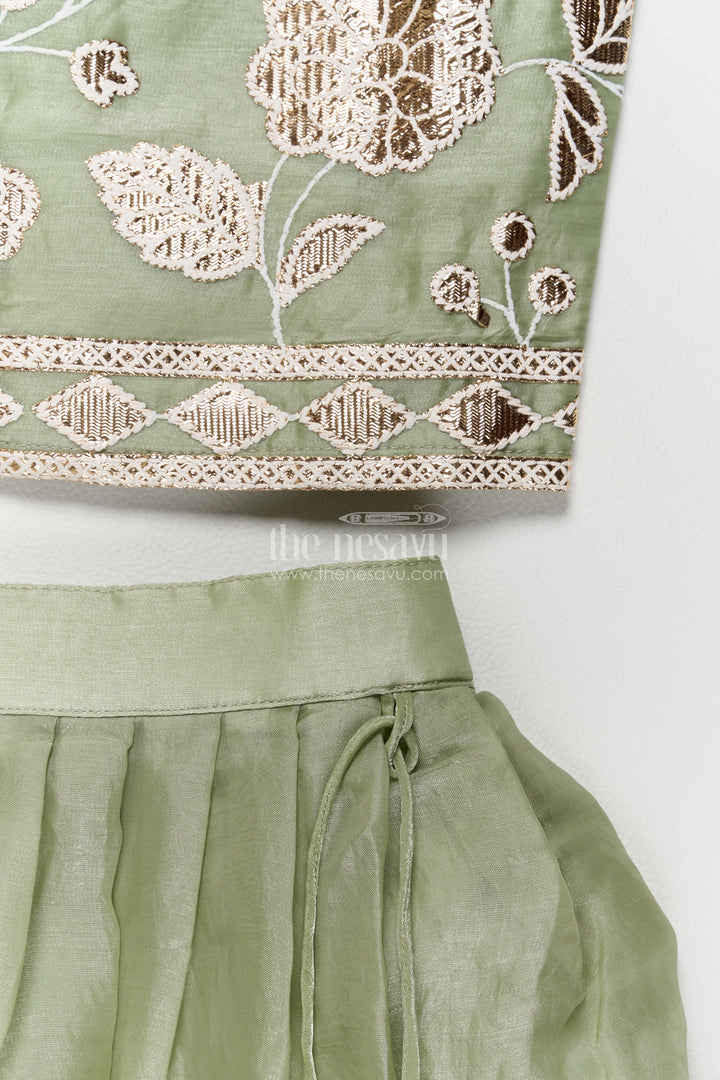 Kids Chaniya Choli in Green for Celebrations and Photos