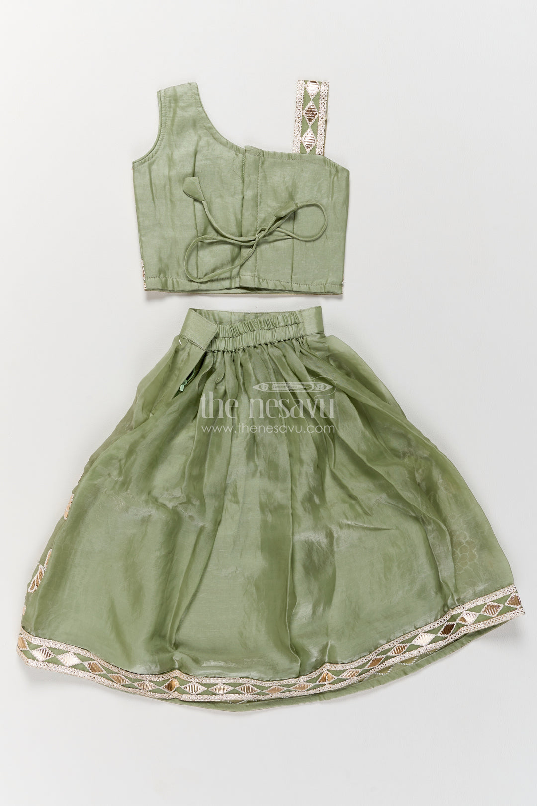 Kids Chaniya Choli in Green for Celebrations and Photos