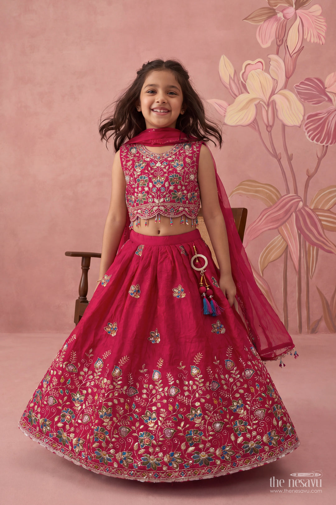 Kids Lehenga Set in Pink for Party Memories