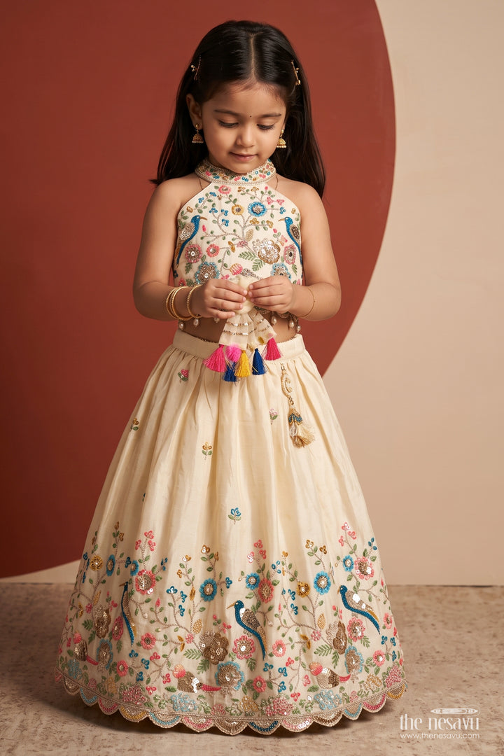 Kids Chaniya Choli in Off White for Celebrations and Photos