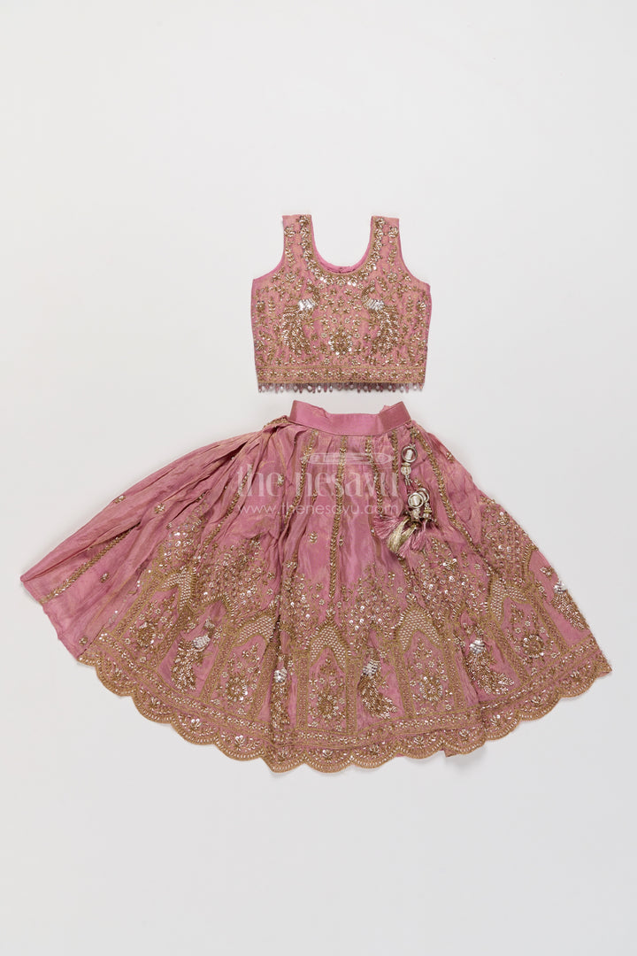 Girls Fancy Lehenga in Peach for Portrait Days