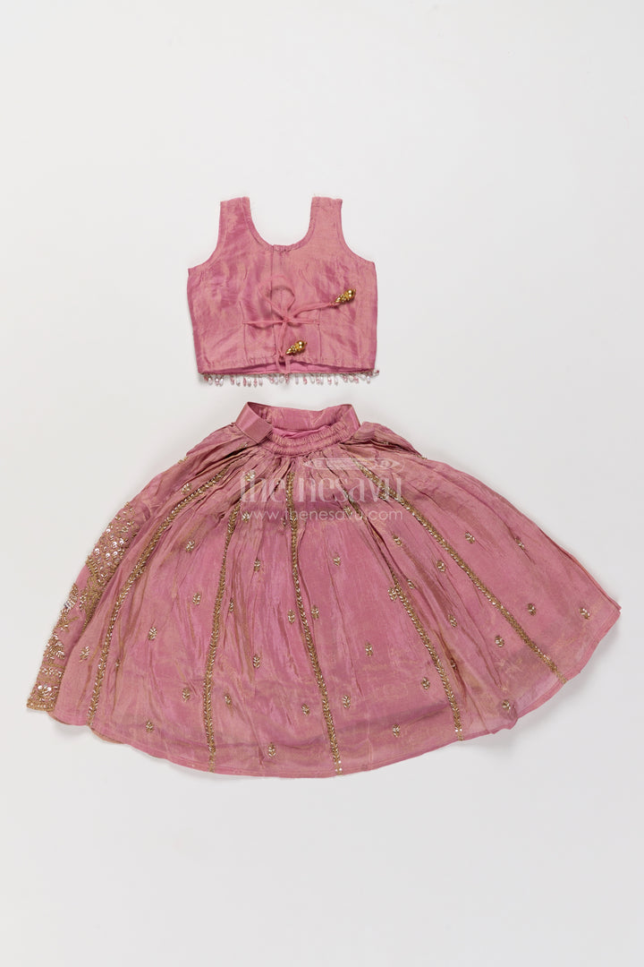 Girls Fancy Lehenga in Peach for Portrait Days