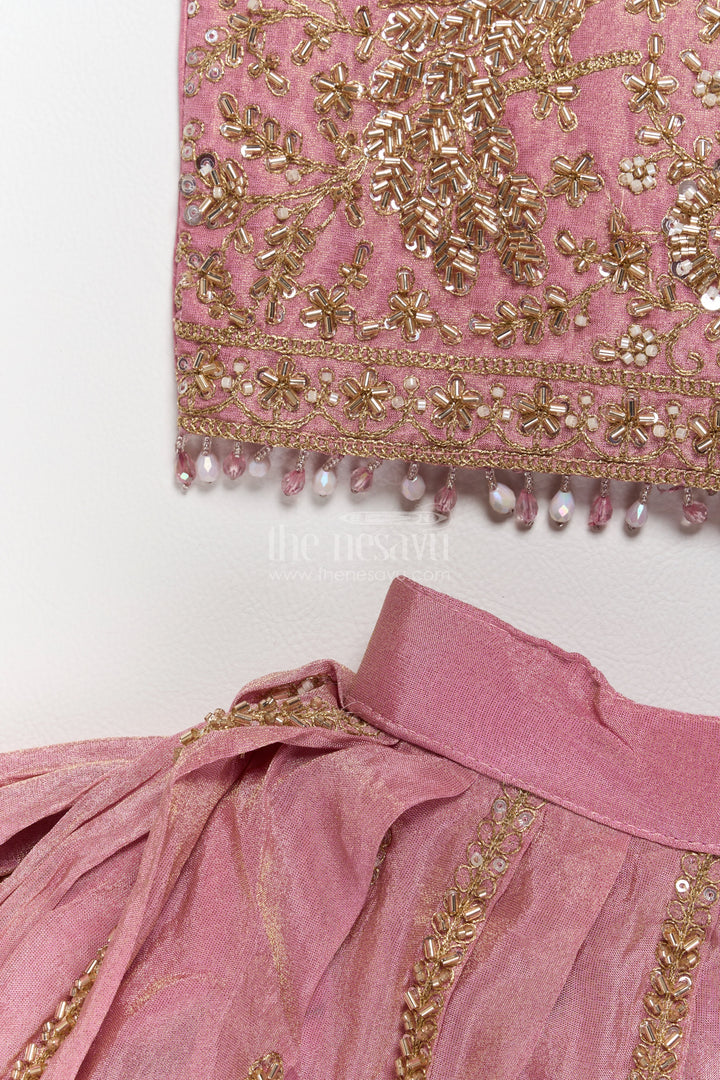 Girls Fancy Lehenga in Peach for Portrait Days