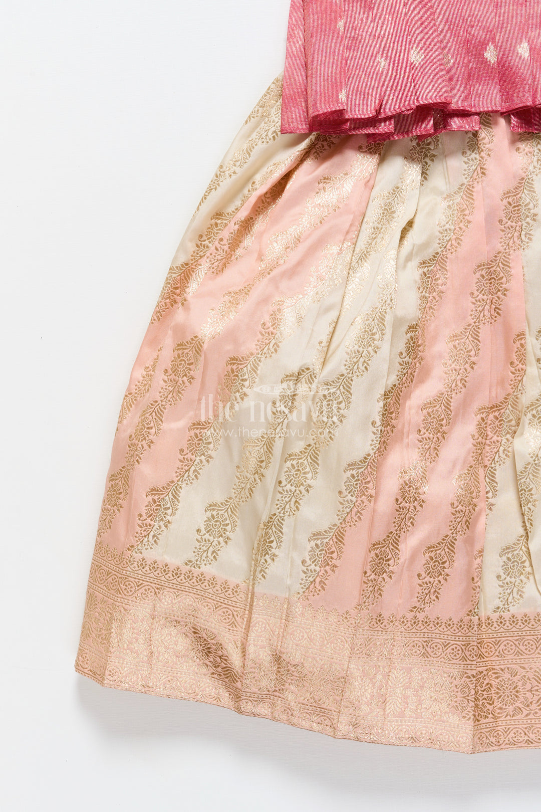 Baby Girl Pattu Pavadai in Peach Silk for Festive Celebrations