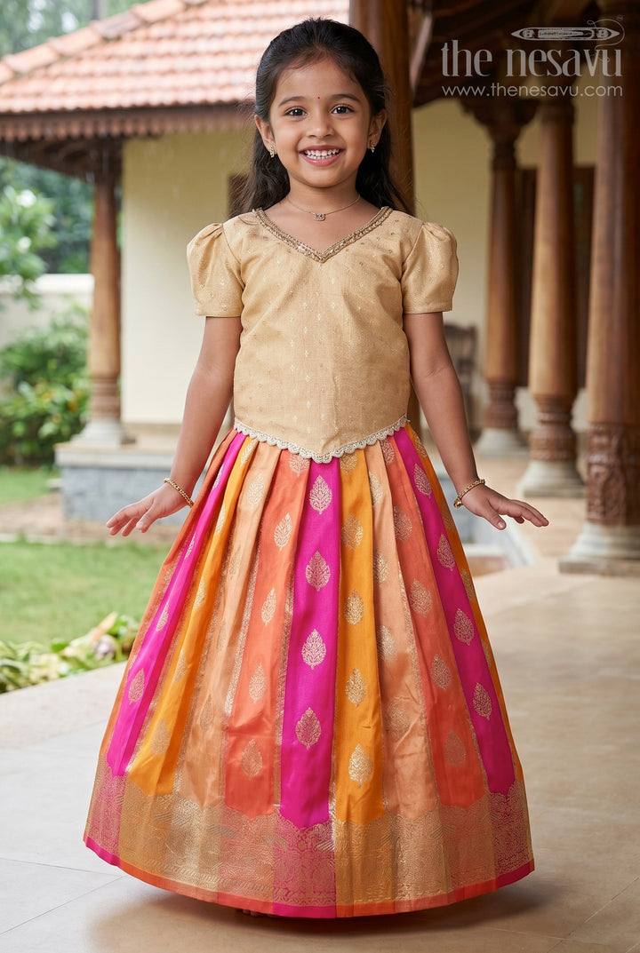 Traditional Pattu Pavadai for Toddler Girls for Festive and Temple Wear