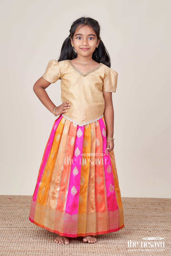 Traditional Pattu Pavadai for Toddler Girls for Festive and Temple Wear