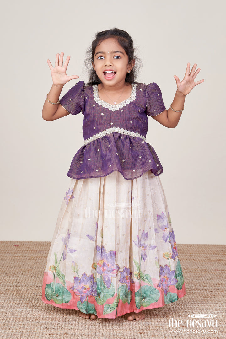 Floral Pattu Pavadai for Toddler Girls for Festive Wear and Cultural Days