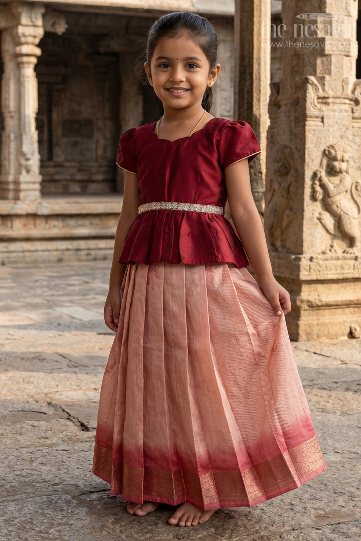 Toddler Girl Pattu Pavadai for Traditional Functions and Festive Wear