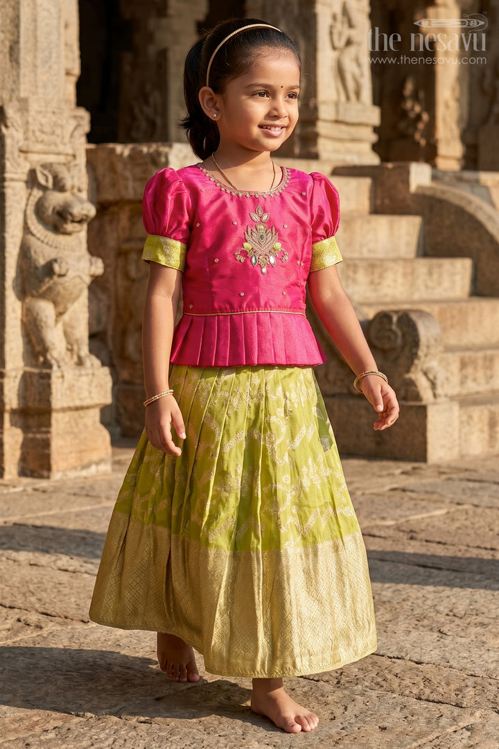 Girls Pattu Pavadai for Festivals and Traditional Celebrations