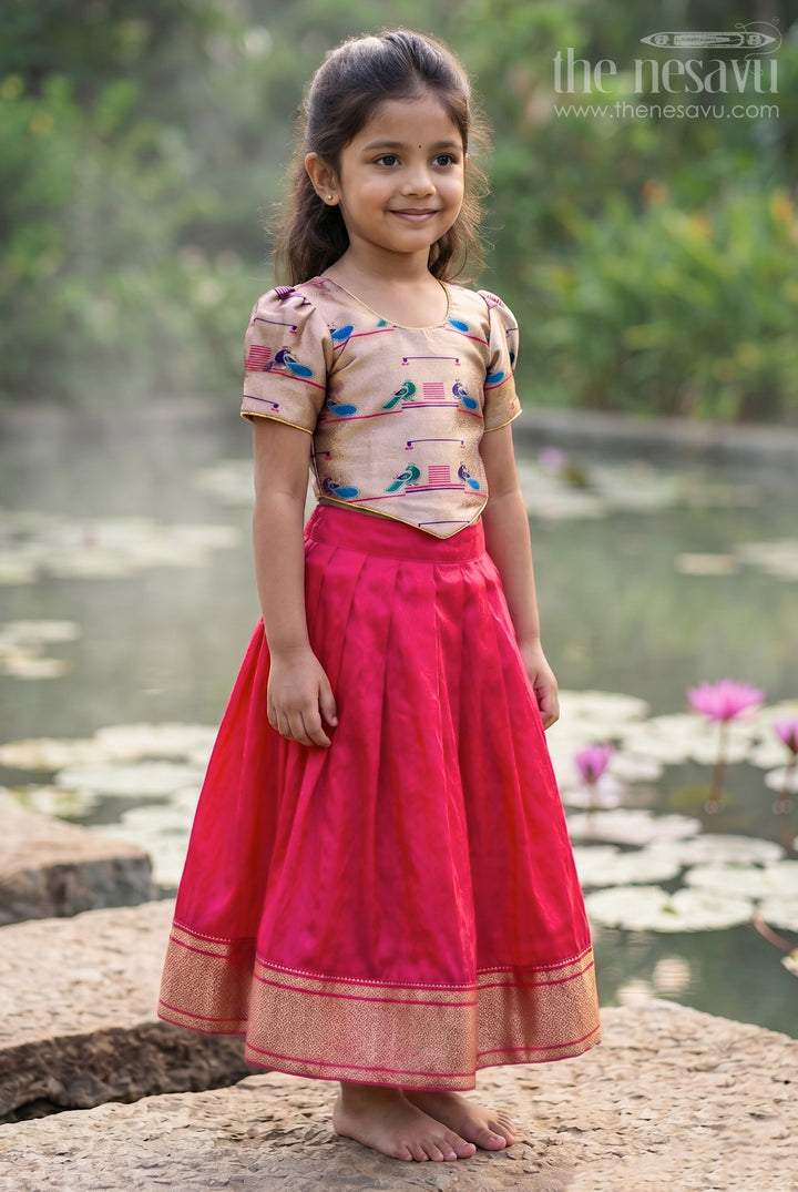 Kids Traditional Pattu Pavadai for Festive Family Occasions