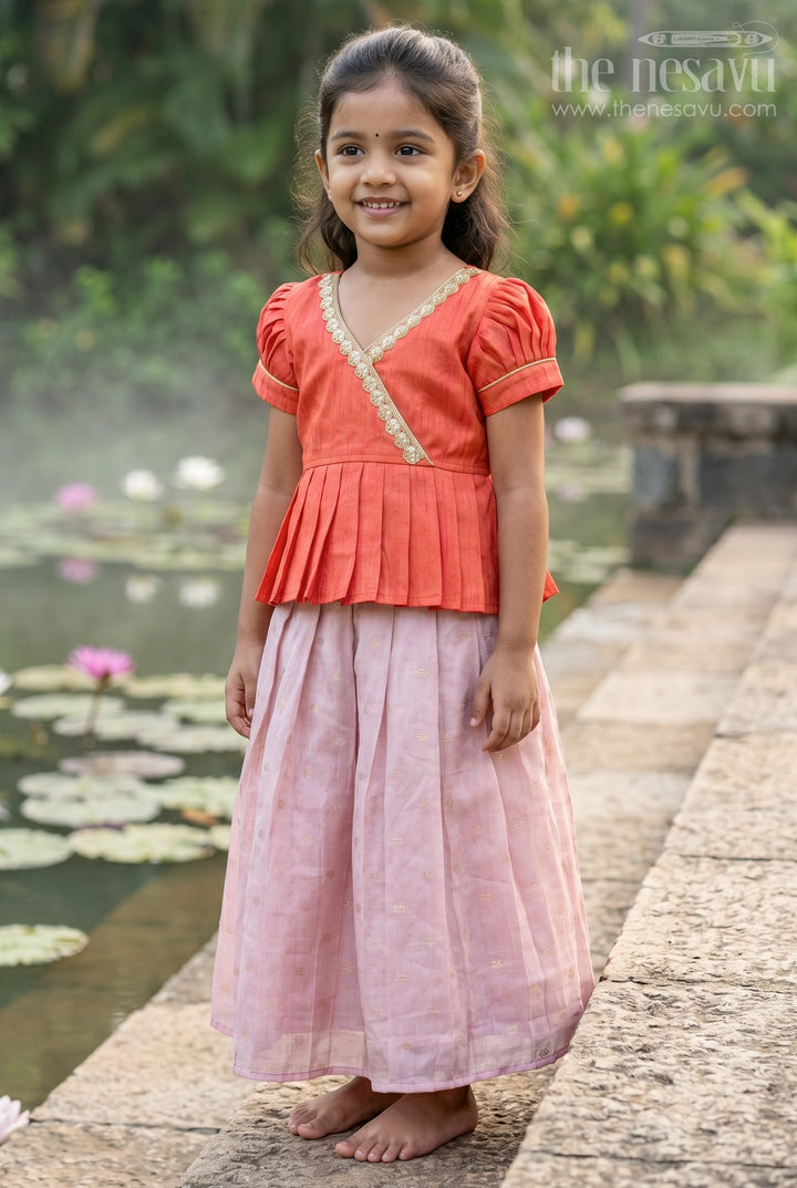 Toddler Girl Ethnic Pavadai Set for Temple Visits and Festive Days
