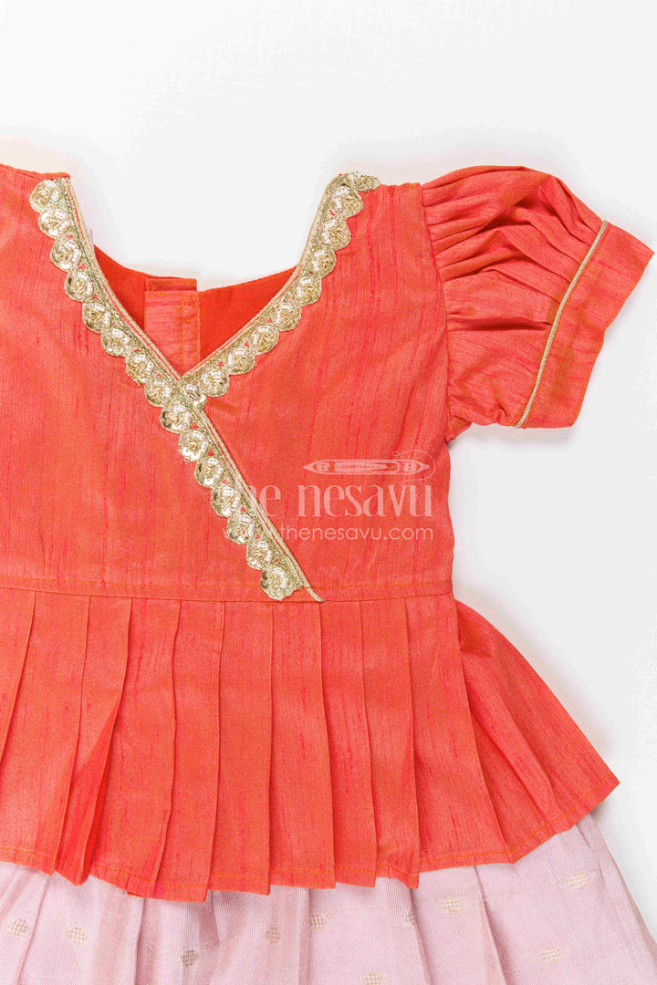 Toddler Girl Ethnic Pavadai Set for Temple Visits and Festive Days