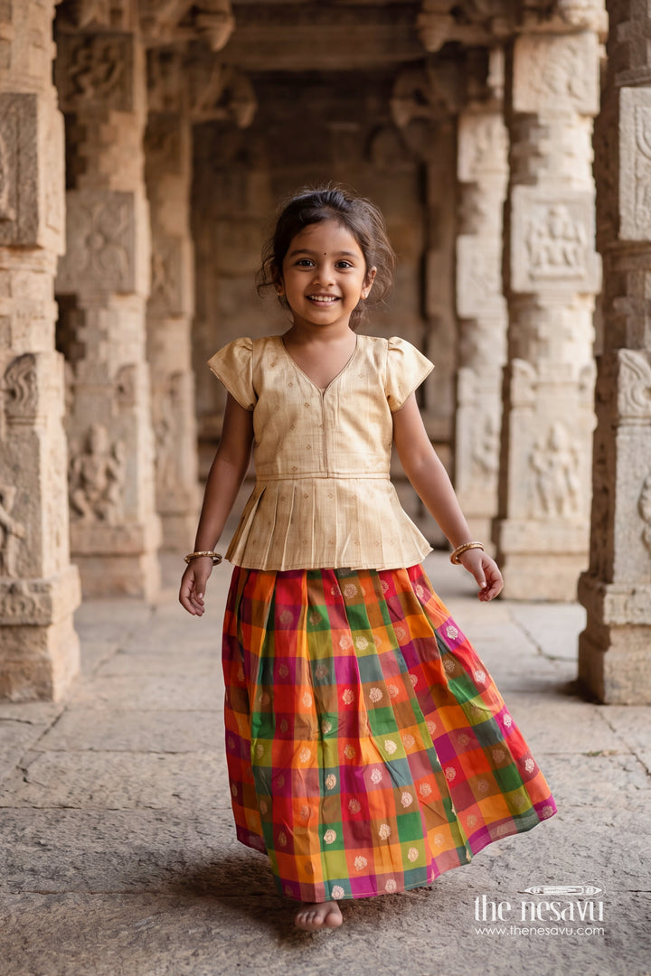 Girls Pattu Pavadai for Temple Visits and Traditional Celebrations