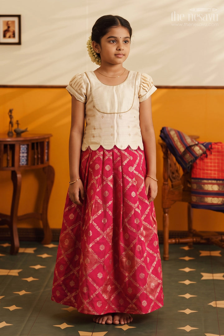 Infant Pattu Pavadai for Naming Ceremony and Temple Visit