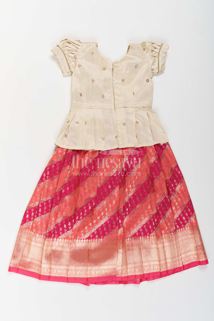 Girls Banarasi Pattu Pavadai for Temple Visits and Festive Ceremonies