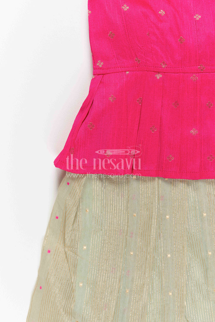 Girls Pattu Pavadai for Navaratri Celebrations and Temple Visits