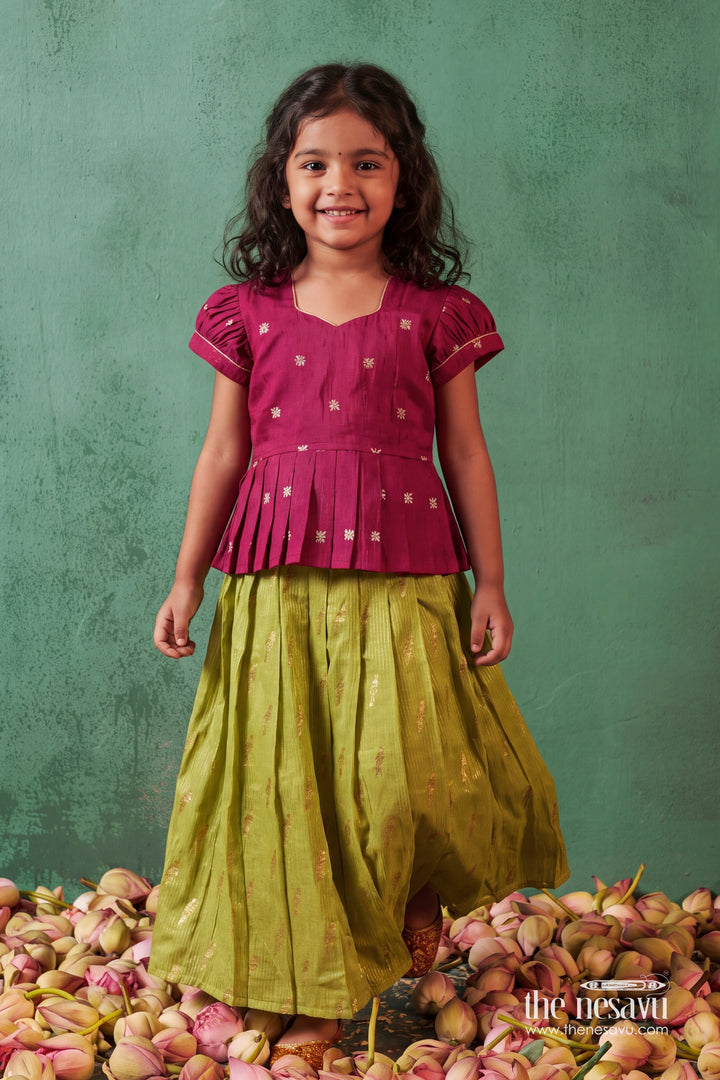 Girls Festive Pavadai Set for Cultural Ceremonies and Family Celebrations