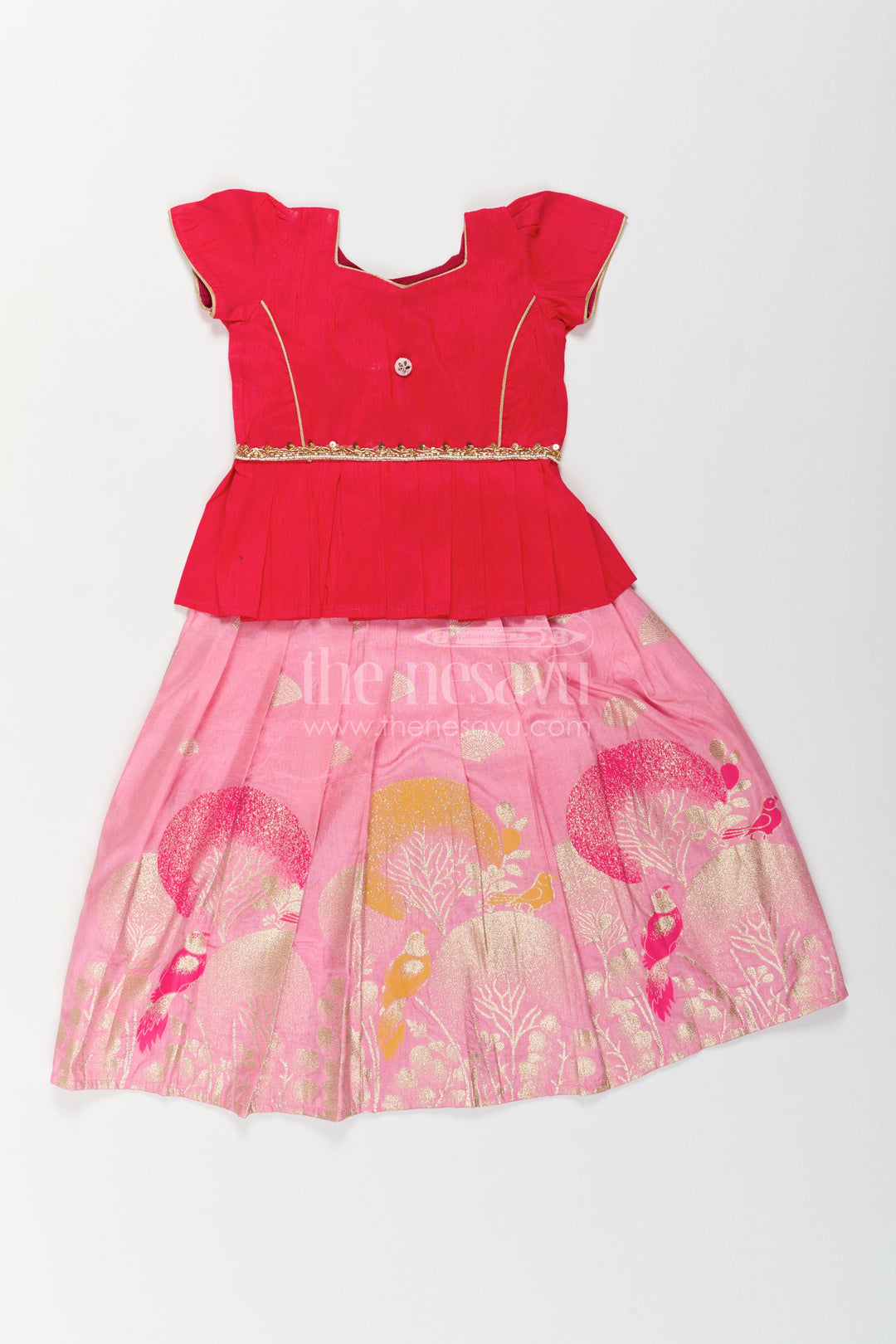 Pattu Pavadai for Girls with Jacquard Weave for Festive Occasions