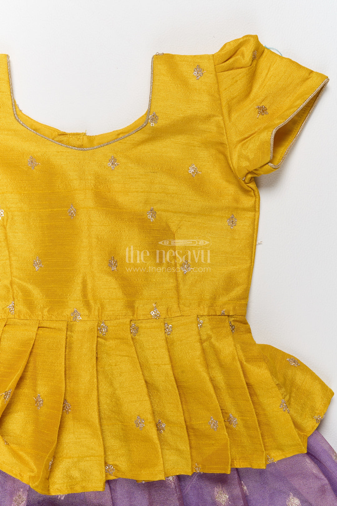 Pattu Pavadai in Yellow with Jacquard Weave