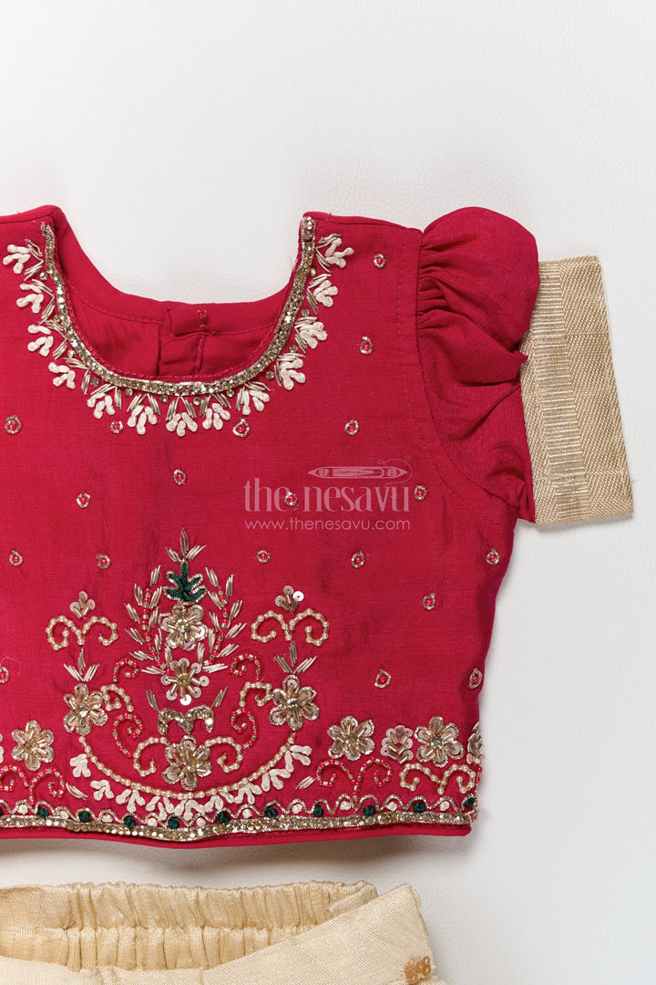 Kids Festive Lehenga in Off White for Celebrations and Photos