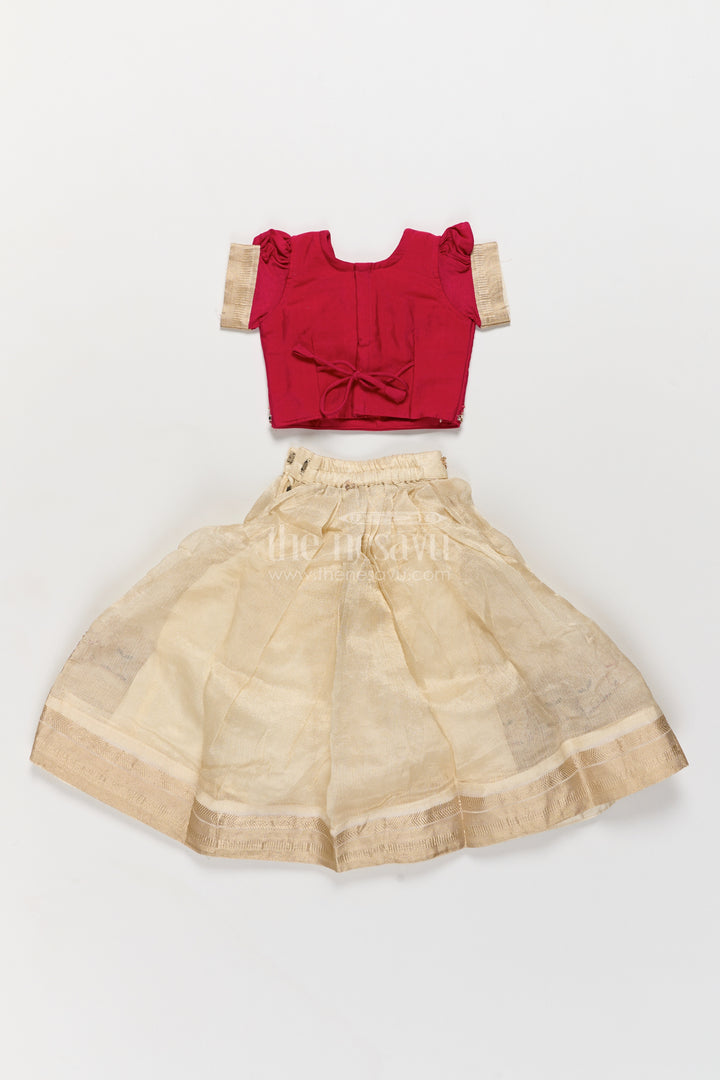 Kids Festive Lehenga in Off White for Celebrations and Photos