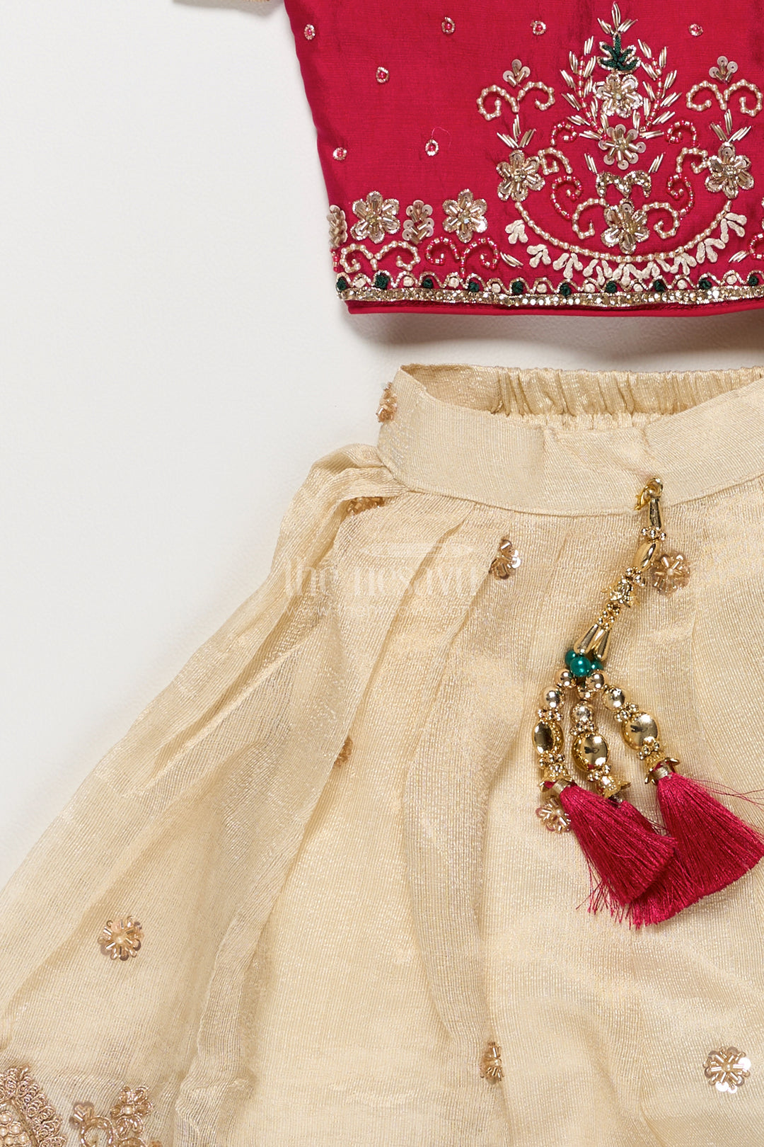 Kids Festive Lehenga in Off White for Celebrations and Photos