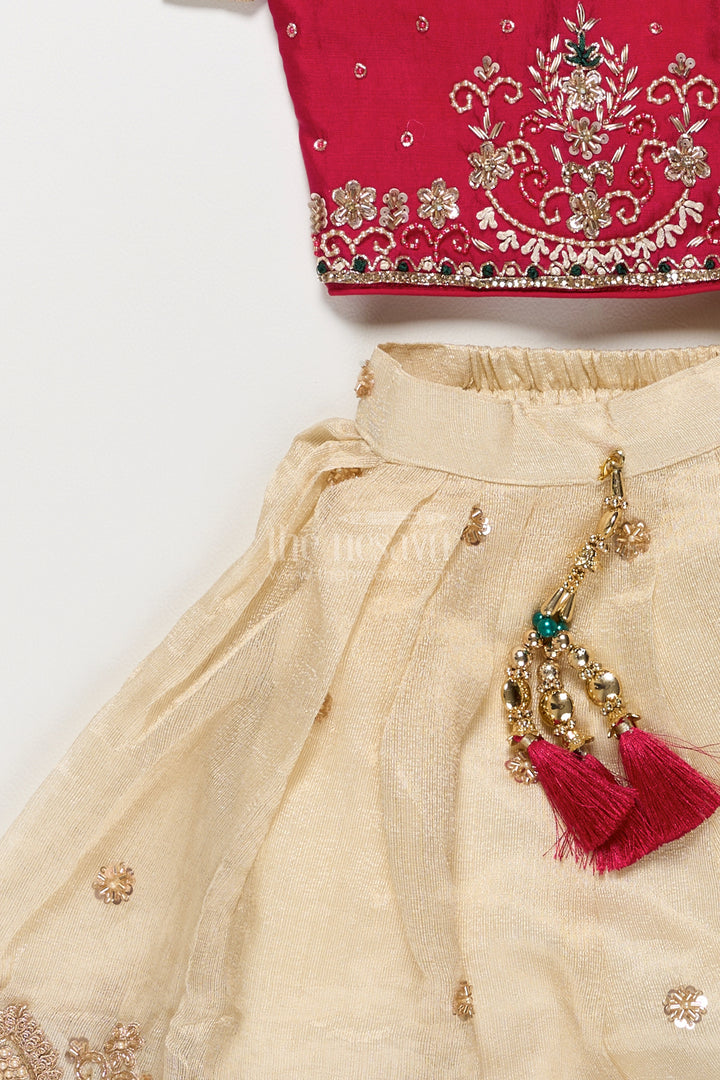 Kids Festive Lehenga in Off White for Celebrations and Photos