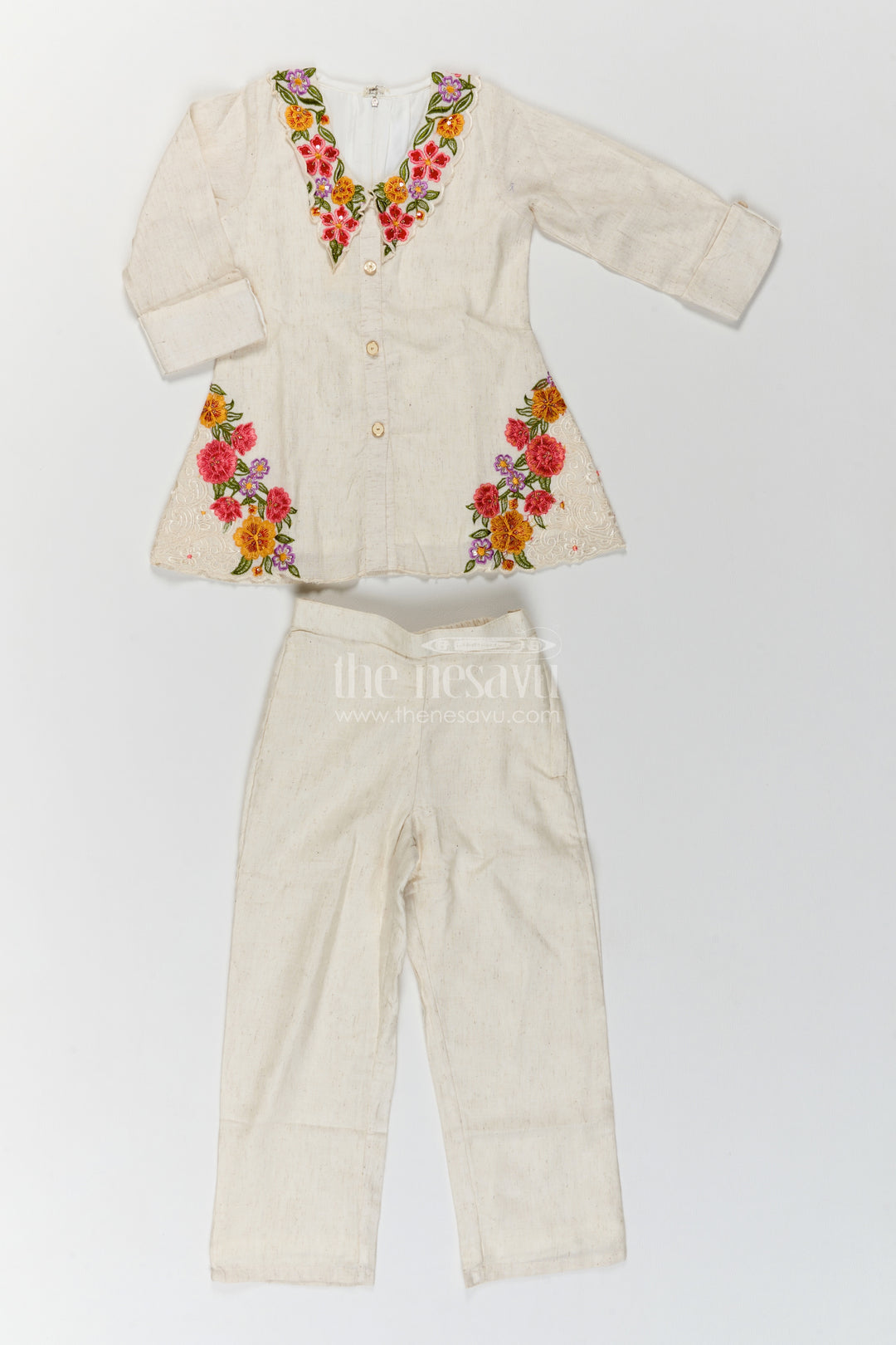 Two Piece Co Ord Set for Girls in Off White with an Occasion Ready Finish