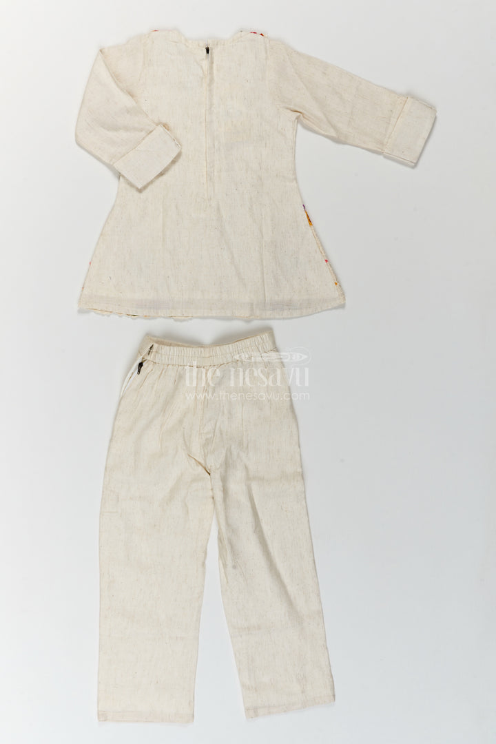 Two Piece Co Ord Set for Girls in Off White with an Occasion Ready Finish