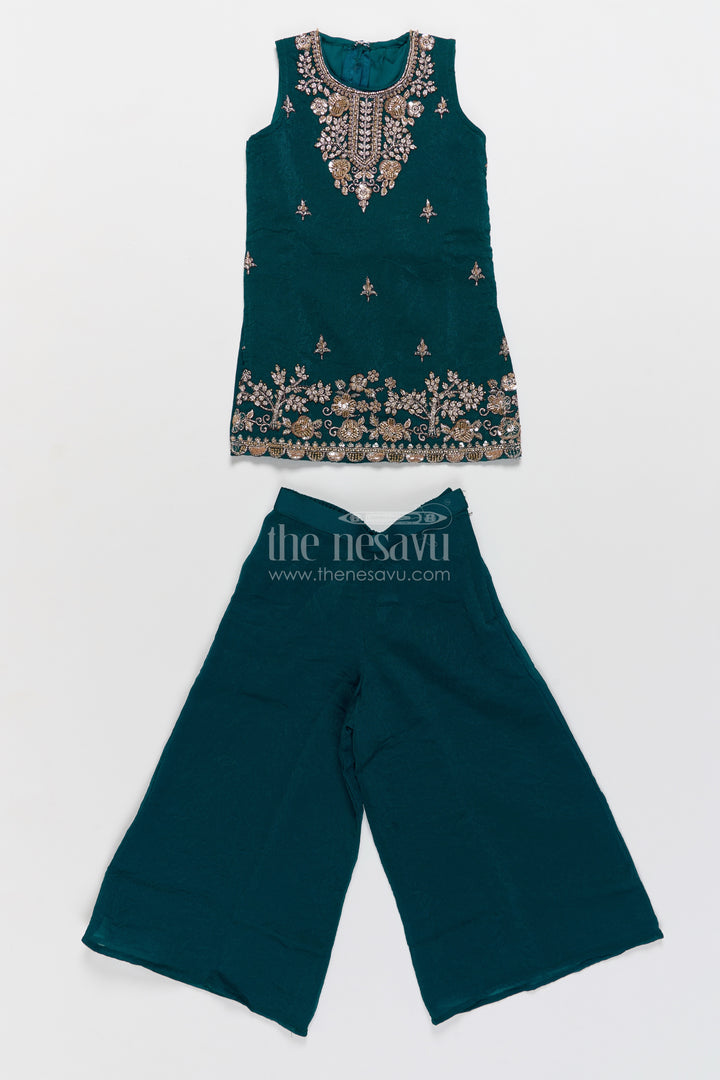 Sharara Dress for Girls in Green for Ceremony Dressing