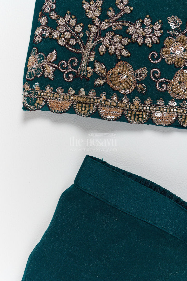 Sharara Dress for Girls in Green for Ceremony Dressing