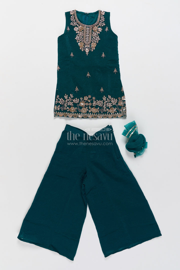 Sharara Dress for Girls in Green for Ceremony Dressing