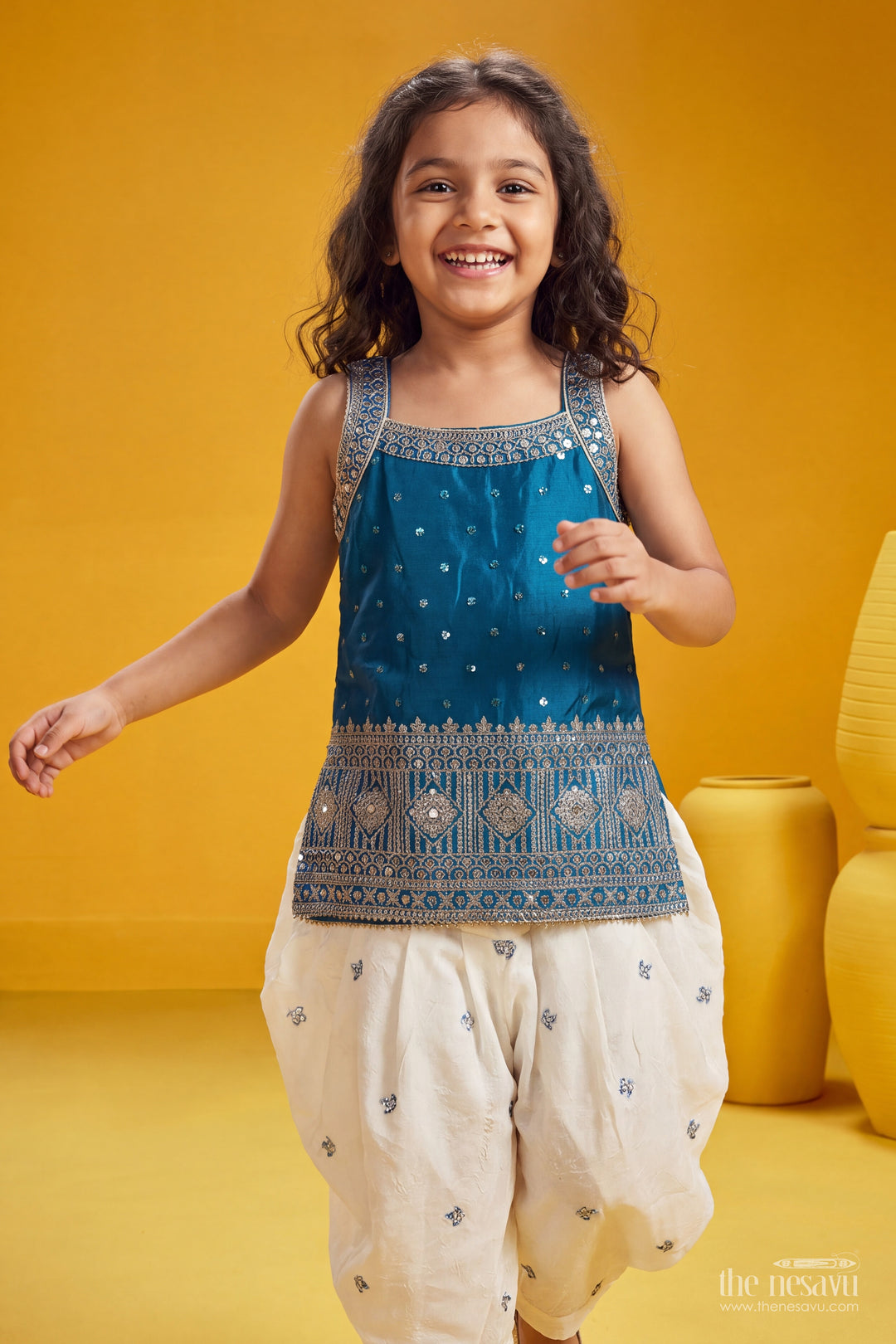 Girls Palazzo Set in Blue for Joyful Occasions