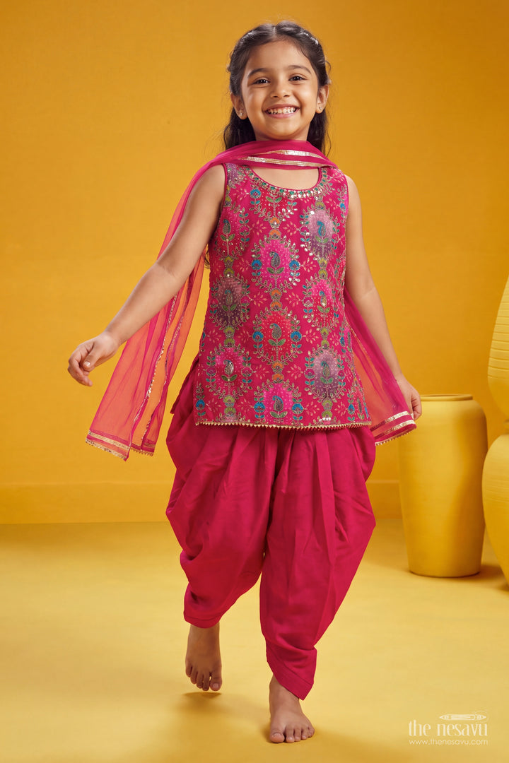 Girls Palazzo Set in Red for Festive Gatherings