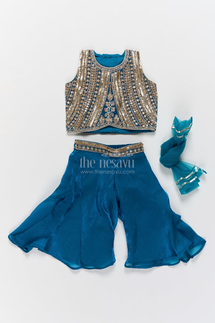 Sharara Dress for Girls in Blue for Traditional Events