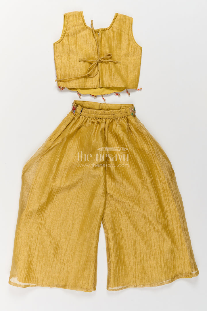 Girls Palazzo Set with Thread Embroidery for Weddings and Parties