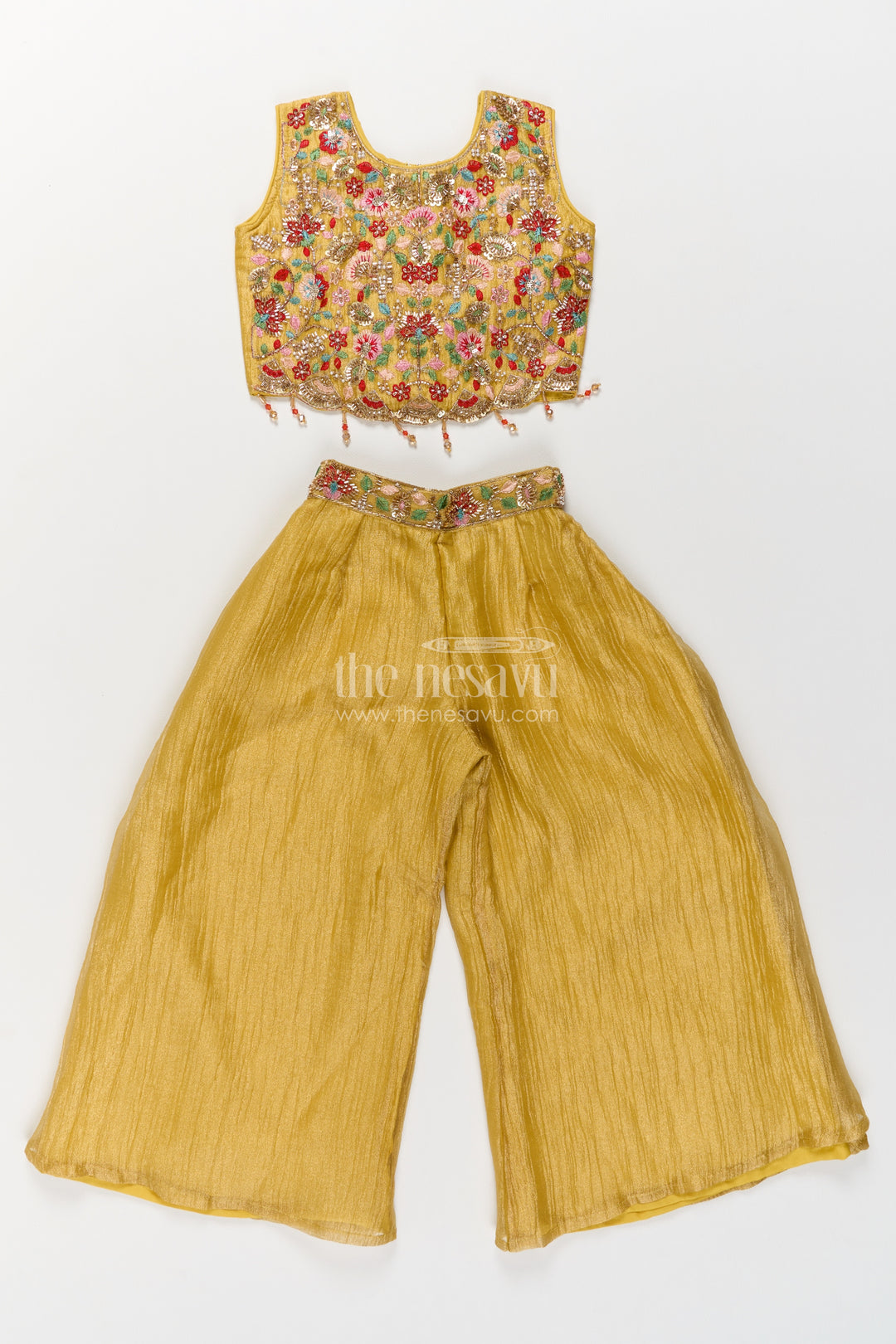 Girls Palazzo Set with Thread Embroidery for Weddings and Parties
